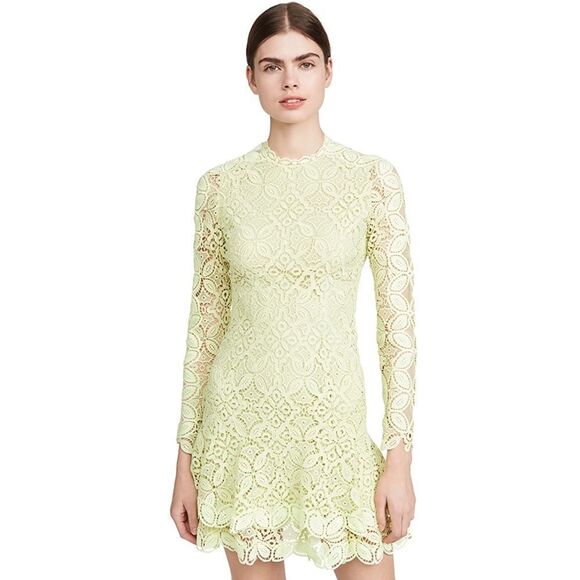 Jonathan Simkhai Guipure Lace Long Sleeve Mini Dress Pear Size 6 - Picture 4 of 12